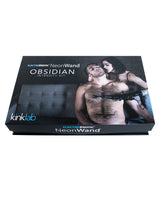 Kinklab Obsidian Intensity Neon Wand Kit packaging displaying electro-stimulation set for sensation play.