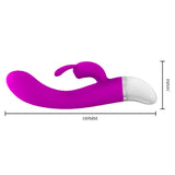 Pretty Love Freda Silicone Rabbit Vibrator Purple side view with dimensions 189MM length and 34MM width.