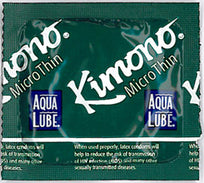 Kimono Microthin Condoms with Aqua Lube 3 Pack, ultra-slim latex profile with water-based glide.