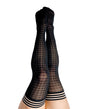 Kixies Meaghan Houndstooth Thigh High Black Size D featuring a stylish black houndstooth pattern and sporty stripes.