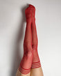 Kixies Joely Fishnet Rhinestone Thigh High Red A showcasing bold red fishnet with rhinestone accents.