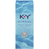 KY Ultra Gel 1.5 Oz Water Based Personal Lubricant packaging with a silky smooth design.