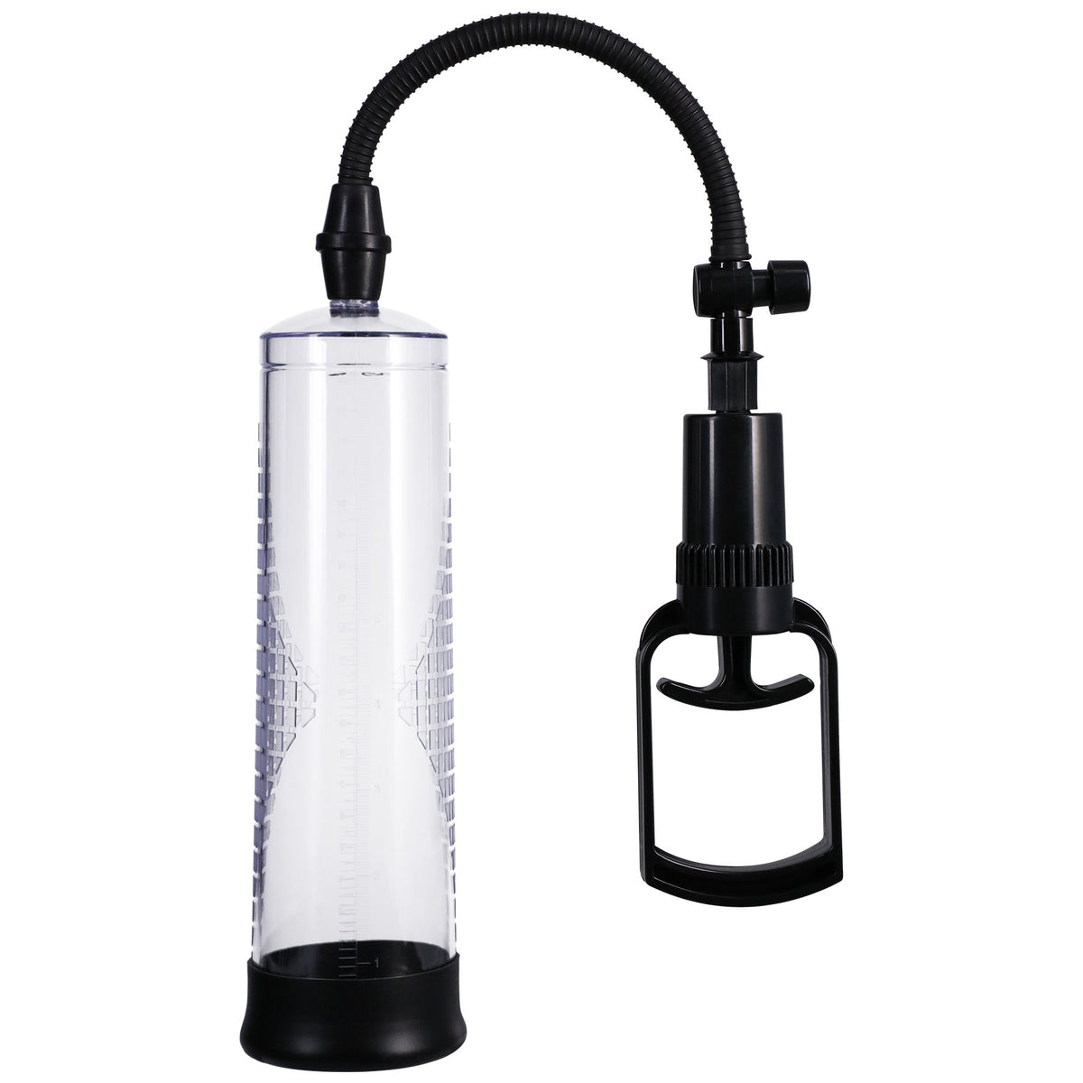 Rock Solid Beginner Penis Pump Black/Clear vacuum pump with transparent cylinder and pull handle for enhanced erections.