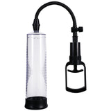 Rock Solid Beginner Penis Pump Black/Clear vacuum pump with transparent cylinder and pull handle for enhanced erections.