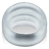 Oxballs Expander Slimmer Scoop Style Cockring Clear Steam featuring a smooth finish and ribbed surface.