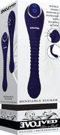 Bendable Sucker Dual End Silicone Vibrator Purple with touch-free suction and ribbed design for enhanced pleasure.