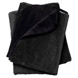 Liberator Fascinator Fur Throw Queen Black showcasing luxurious faux fur with a plush surface and satin backing.
