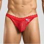 Male Basics MOB Lace Jockstrap Red L XL, showcasing a sexy lace jockstrap design in red, perfect for confidence.