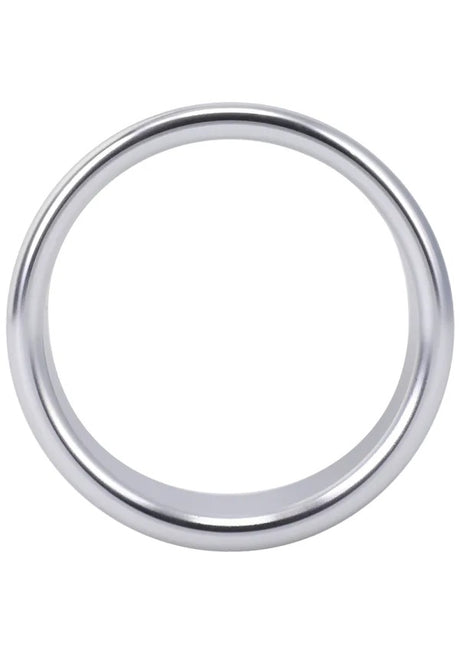 Rock Solid Brushed Alloy Large Metal Cock Ring showcasing a sleek brushed-aluminum finish and seamless design.