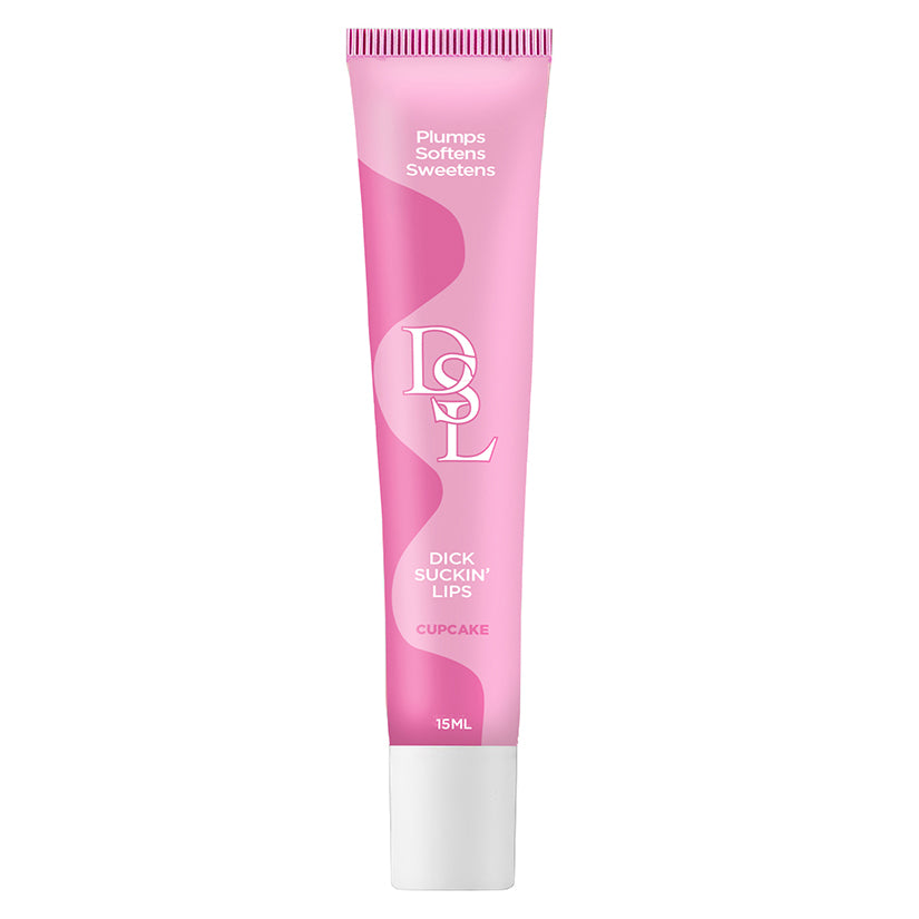 DSL Dick Sucking Lips Cupcake 15 ml lip plumping serum in a pink tube for fuller lips.