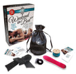 Behind Closed Doors Weekend In Bed Good Vibes Kit with travel bag, massage candle, and pleasure items.