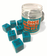 The Dice Made Me Do It Drinking Game Edition with colorful dice and prompt instructions for adult party fun.