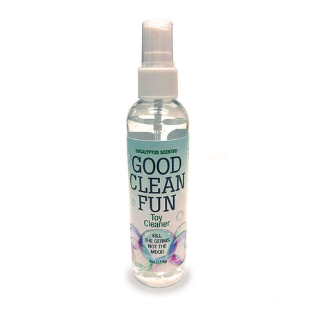 Good Clean Fun Eucalyptus Toy Cleaner 4 oz spray bottle, lightly scented for hygiene and freshness.