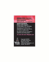 Numbing Spray drug facts label showing active ingredients and instructions on usage.