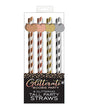 Glitterati Boobie Party Tall Straws Pack of 8 - 8 glittery cocktail straws with metallic and glittery accents.
