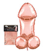 Glitterati Penis 3 Foot Mylar Balloon Rose Gold displayed with packaging, perfect for parties and celebrations.