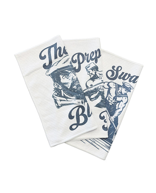 Cleanie Genie Seamen Rags Novelty Clean-Up Set featuring humorous sailor artwork on multi-color rags.