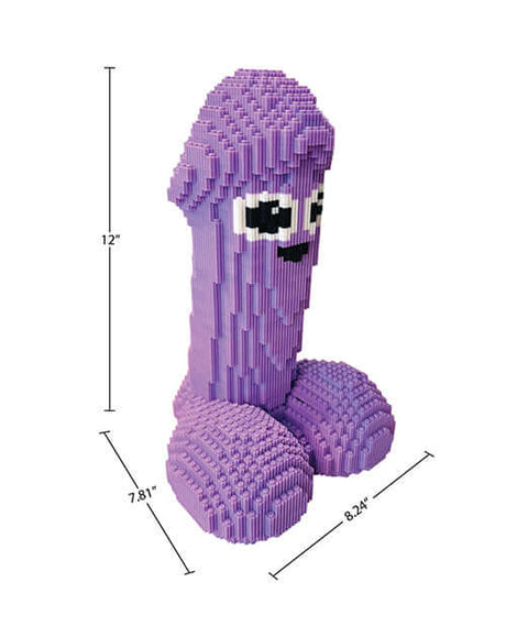 Cock Blocks Bricked Up 3265 Piece Building Kit purple novelty sculpture made of blocks, 12 inches tall, fun for game night.
