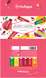 Frutopia 12ml Assorted Flavored Lubricant Tubes Jar featuring a colorful 5-tube sampler pack.