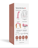 Strap-On-Me Tapping Dildo Wave Vibrator Coral packaging showing double tapping features and ergonomic design.