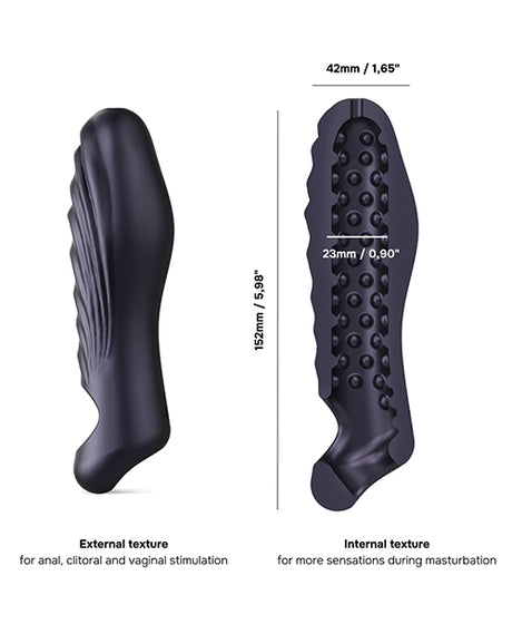 Manwan RYZER Penis Sleeve Black Plum featuring external and internal textures for enhanced stimulation.