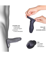 Manwan RYZER Penis Sleeve Black Plum showcasing multiple usage options and innovative design for enhanced pleasure.