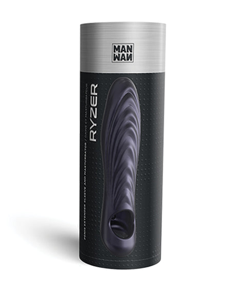 Manwan RYZER Penis Sleeve Black Plum packaging showcasing its elegant design and innovative features.
