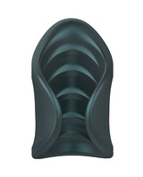 Manwan Starter Travel Vibrating Masturbator Pine Grey soft silicone interior design for male stimulation.