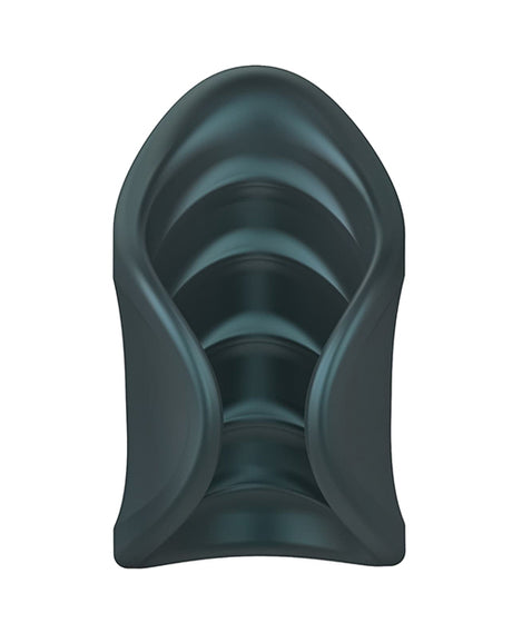 Manwan Starter Travel Vibrating Masturbator Pine Grey soft silicone interior design for male stimulation.