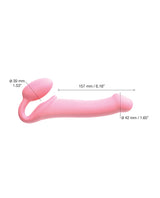Strap-on-Me Semi-Realistic Bendable Strap-on Pink with dimensions and flexible design.