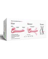 Strap-on-Me Semi-Realistic Bendable Strap-on Pink package showcasing key benefits and technology for enhanced pleasure.