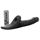 Strap On Me Multi Orgasm Realistic Dildo Black M with remote control for enhanced pleasure.