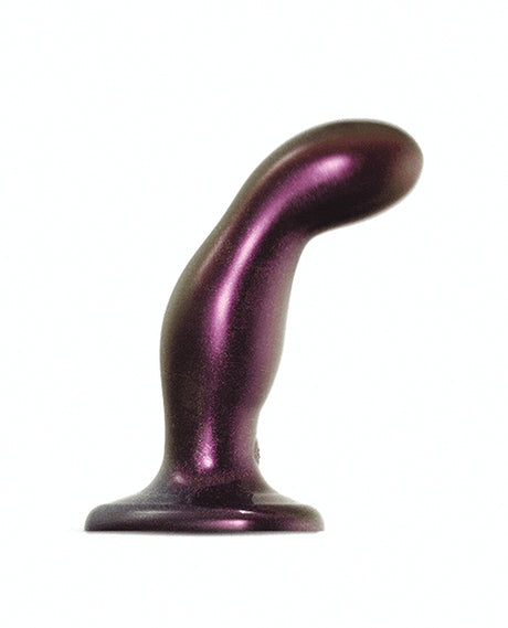 Strap On Me Fingering & Vibrating Dildo Purple displayed from the side, showcasing its unique design and vibrant color.
