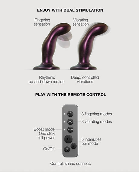 Strap On Me Fingering & Vibrating Dildo Purple with dual stimulation features and remote control options.