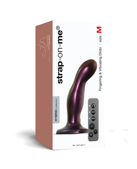 Strap On Me Fingering & Vibrating Dildo Purple packaging showcasing its design and features.