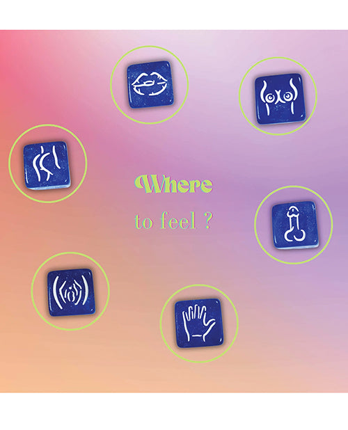 Love to Love Let's Dice with Door Hanger Blue action dice showcasing playful body part illustrations.