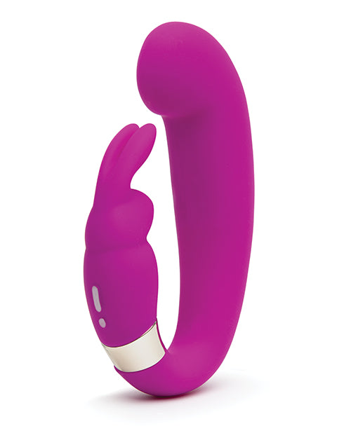 Happy Rabbit G-spot Clitoral Curve Vibrator Purple, featuring a curved shaft and flexible bunny ears for dual stimulation.