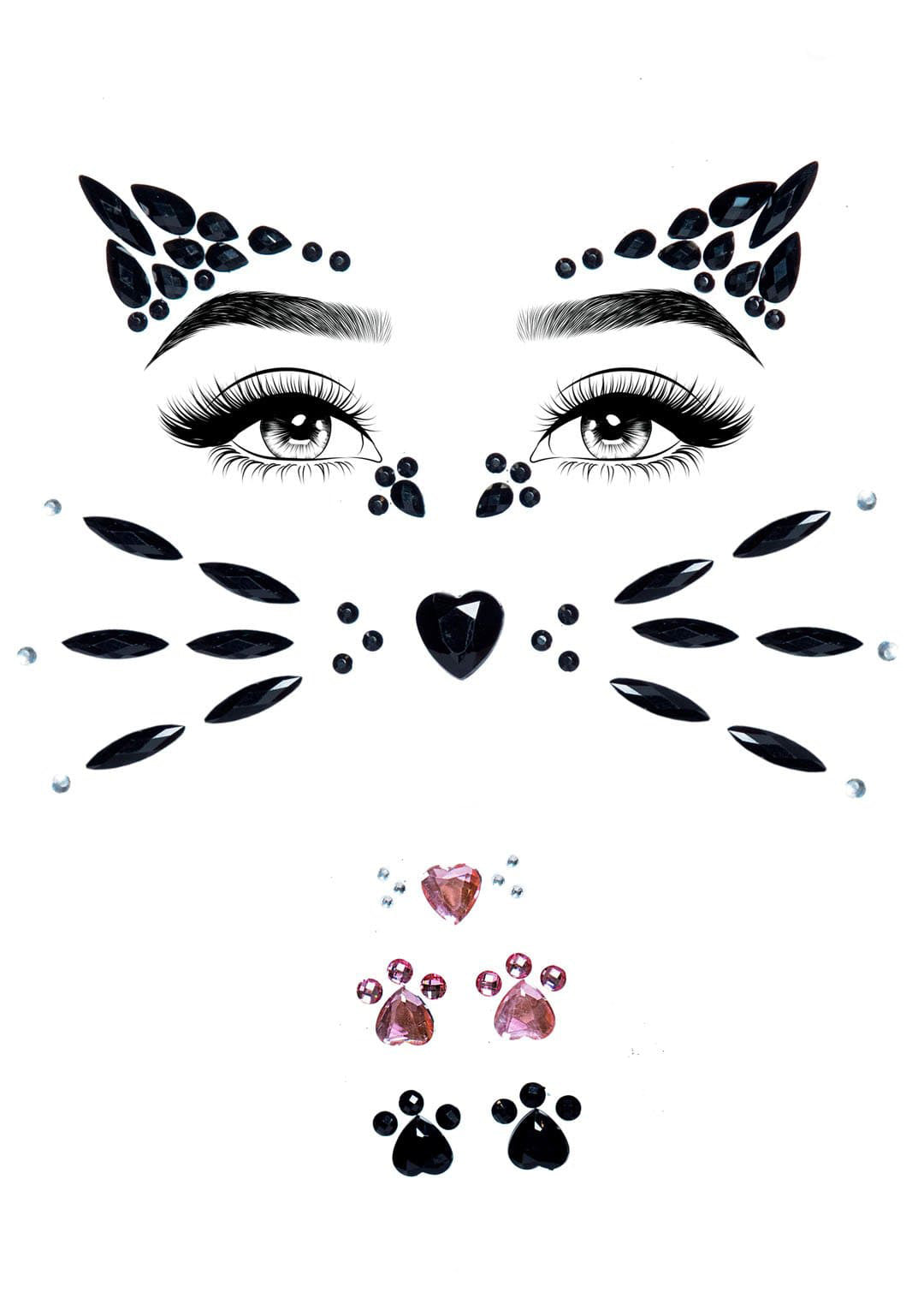 Leg Avenue Animal Rhinestone Stick-on Jewels featuring a dazzling arrangement of black and pink rhinestones.