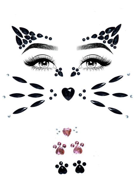 Leg Avenue Animal Rhinestone Stick-on Jewels featuring a dazzling arrangement of black and pink rhinestones.