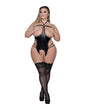 Lust Medusa Cupless & Crotchless G-String Teddy Black Queen showcasing a daring fetish-inspired design.