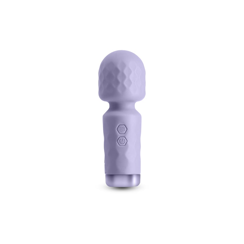 Lust N Dreams Salsa Silicone Petite Body Wand Lavender with textured surface and easy-to-use buttons.