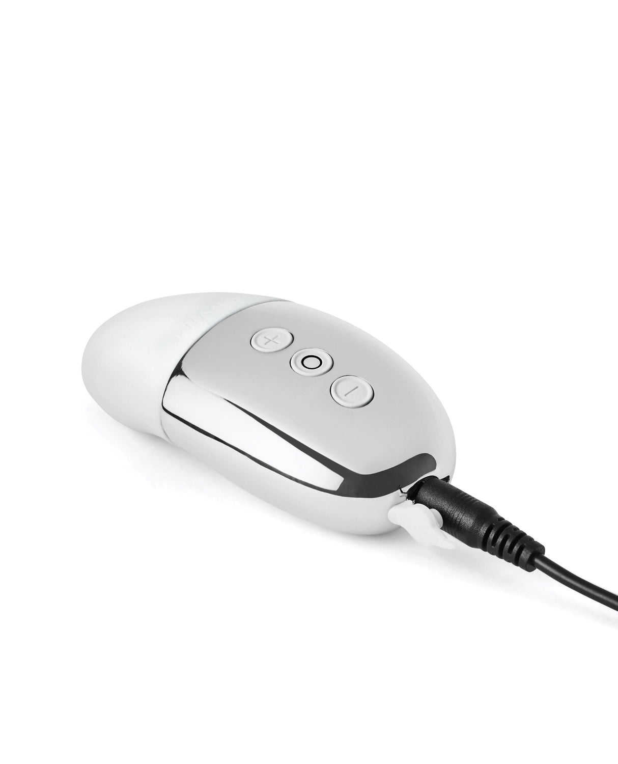 Le Wand Little Pleasures 6 Piece Kit Chrome mini-vibe with sleek chrome design and connected cable.
