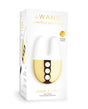 Le Wand Double Vibe Rechargeable Vibrator White Gold packaging showcasing its twin motor and luxurious design.
