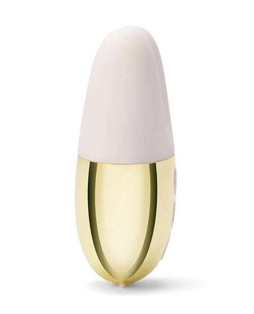 Le Wand Double Vibe Rechargeable Vibrator White Gold, a compact luxury vibrator for dual stimulation.