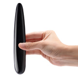Le Wand Crystal Slim Wand Black Obsidian held in hand, sleek design made from natural black obsidian stone.