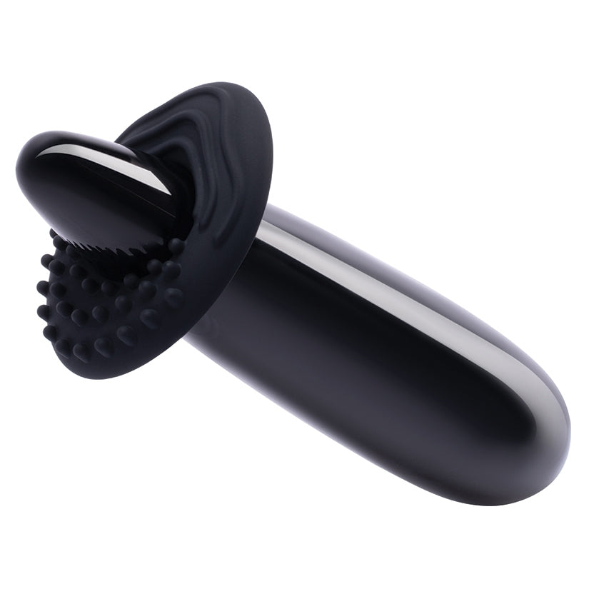 Le Wand Crystal Wand Black Obsidian Probe, a sleek black pleasure probe with textured tip for stimulation.