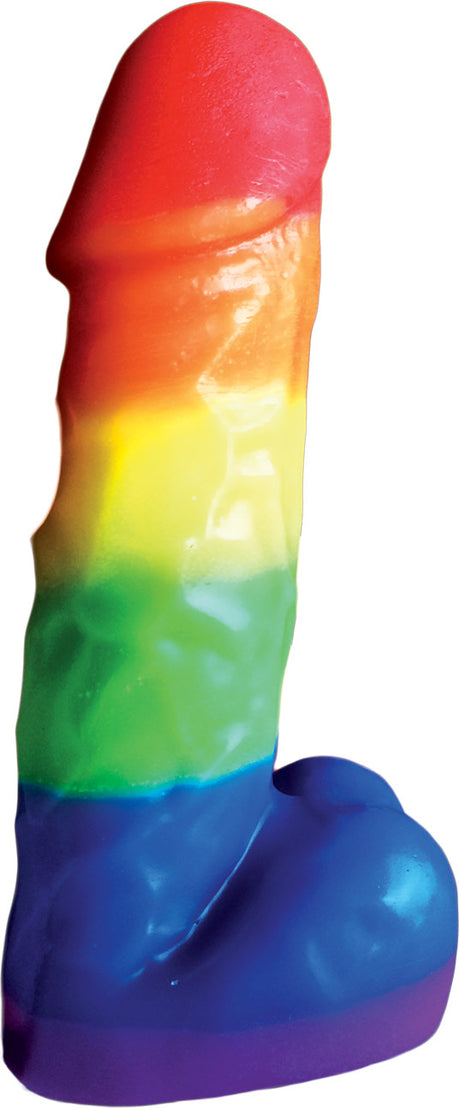 Rainbow Pecker Party Candle 7 Inch Multicolor in vibrant rainbow colors for adult celebrations.