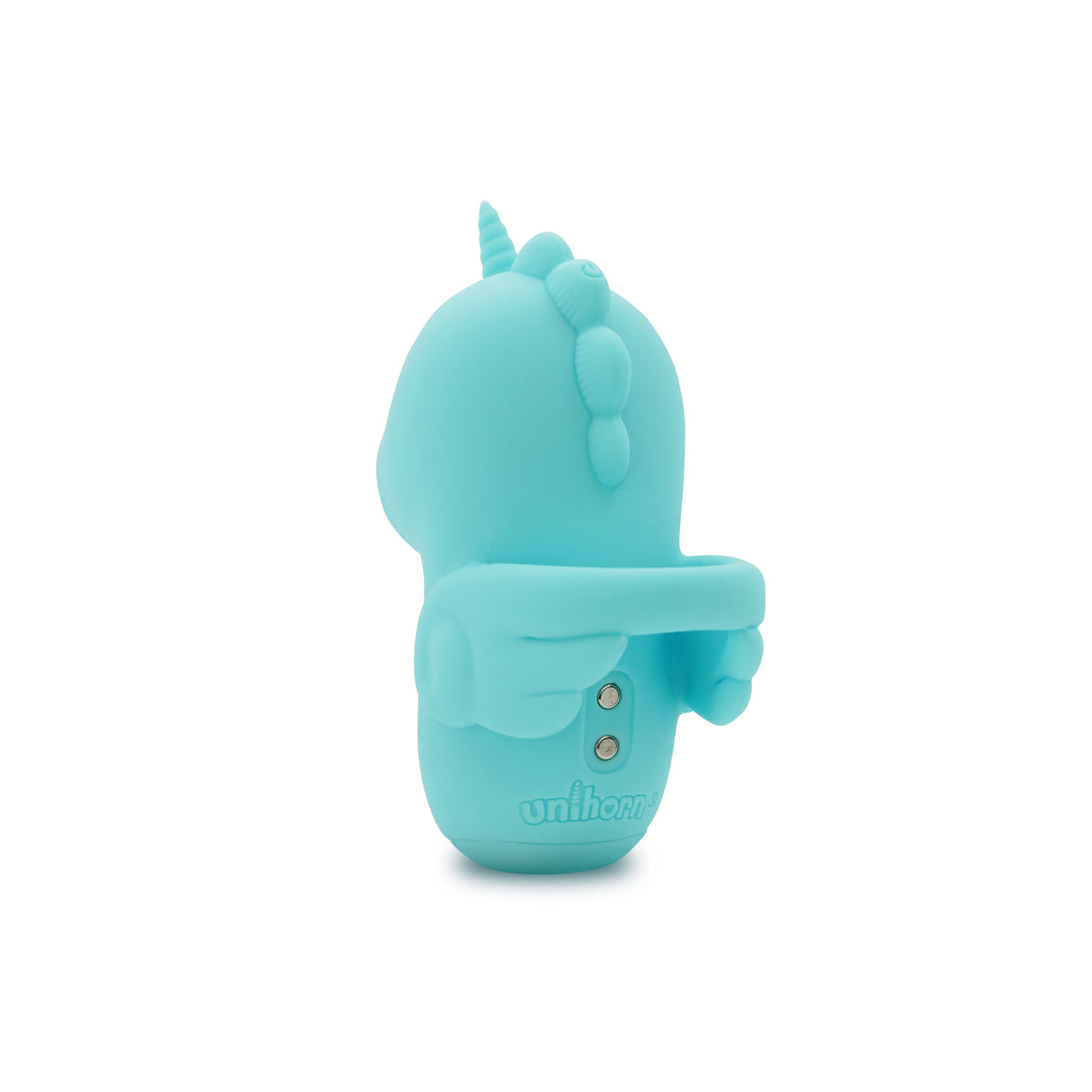 Unihorn Finger Vibe Tip N Tease Blue back view showing its unique design and comfortable fit for precise stimulation.