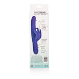 CalExotics Posh Fluttering Butterfly Vibrator Purple packaging showcasing features and design details.