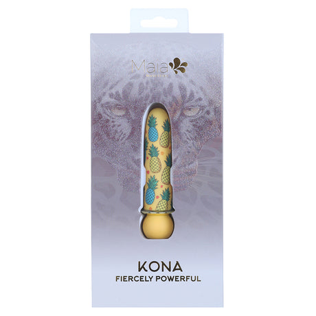 Maia Kona Fiercely Powerful Bullet Vibrator in packaging with tropical pineapple design.